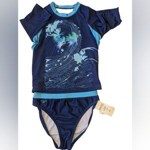 Speedo Tankini Wave Graphic Rashguard 2 piece Swimsuit/Sz Girls 12